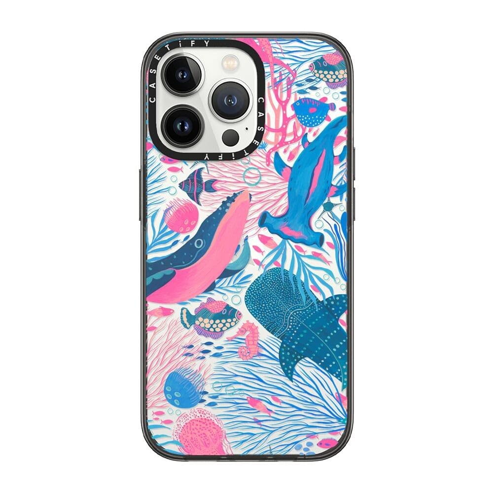 CASETiFY Compact iPhone 13 Pro Case [2X Military Grade Drop Tested / 4ft Drop Protection] - Under the Sea - Clear Black