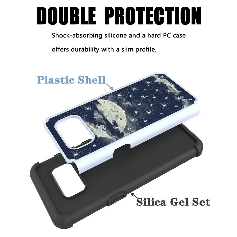 S8 Case, MagicSky [Shock Absorption] Studded Rhinestone Bling Hybrid Dual Layer Armor Defender Protective Case Cover For Samsung Galaxy S8 (Night Sky)