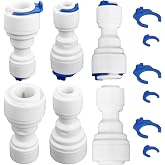 6 PCS Quick Connect Fittings 1/4 Inch to 3/8 Inch | Tube OD Push Fit Quick Connect Plastic Water Tube Pipe Fitting for RO Water Systems Purifiers Filters
