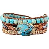 ZOSOJONA Women Wrap Bracelets Boho Natural Stone Jasper Turquoises Strand Bracelet Jewelry Collection