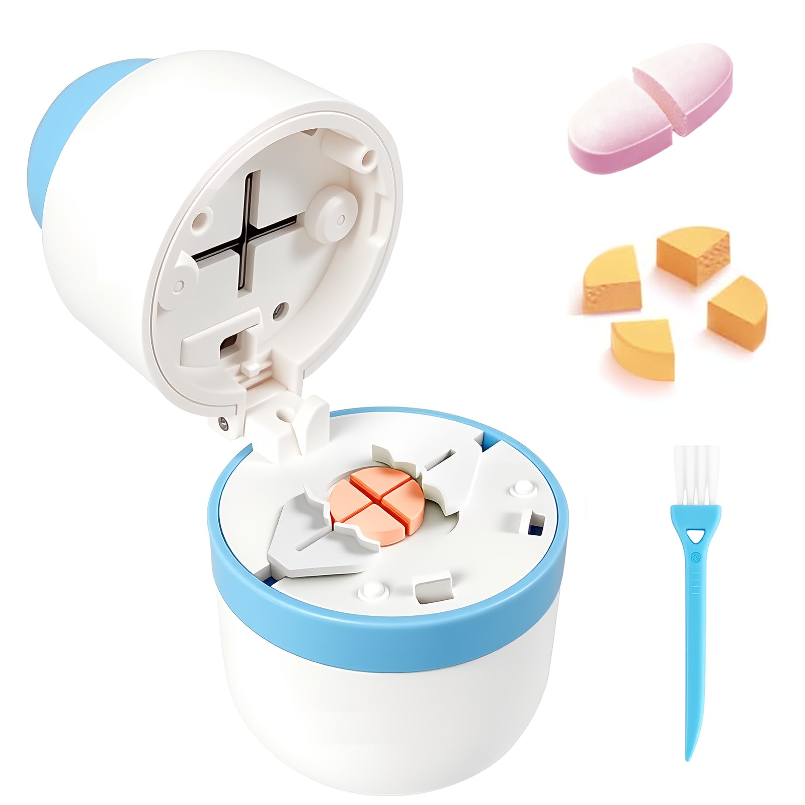 Photo 1 of 1/4 Pill Cutter with Storage, Professional 1/2 Pill Splitter for Small or Large Pills, Precise & Easy Stainless Steel Blade(Blue)