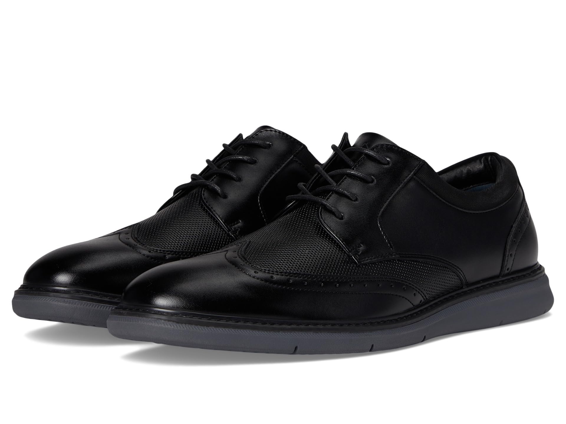 Nunn Bush Mens Chase 2.0 Wingtip Oxford Casual Contemporary Lace Up Black 9.5 W (EE)