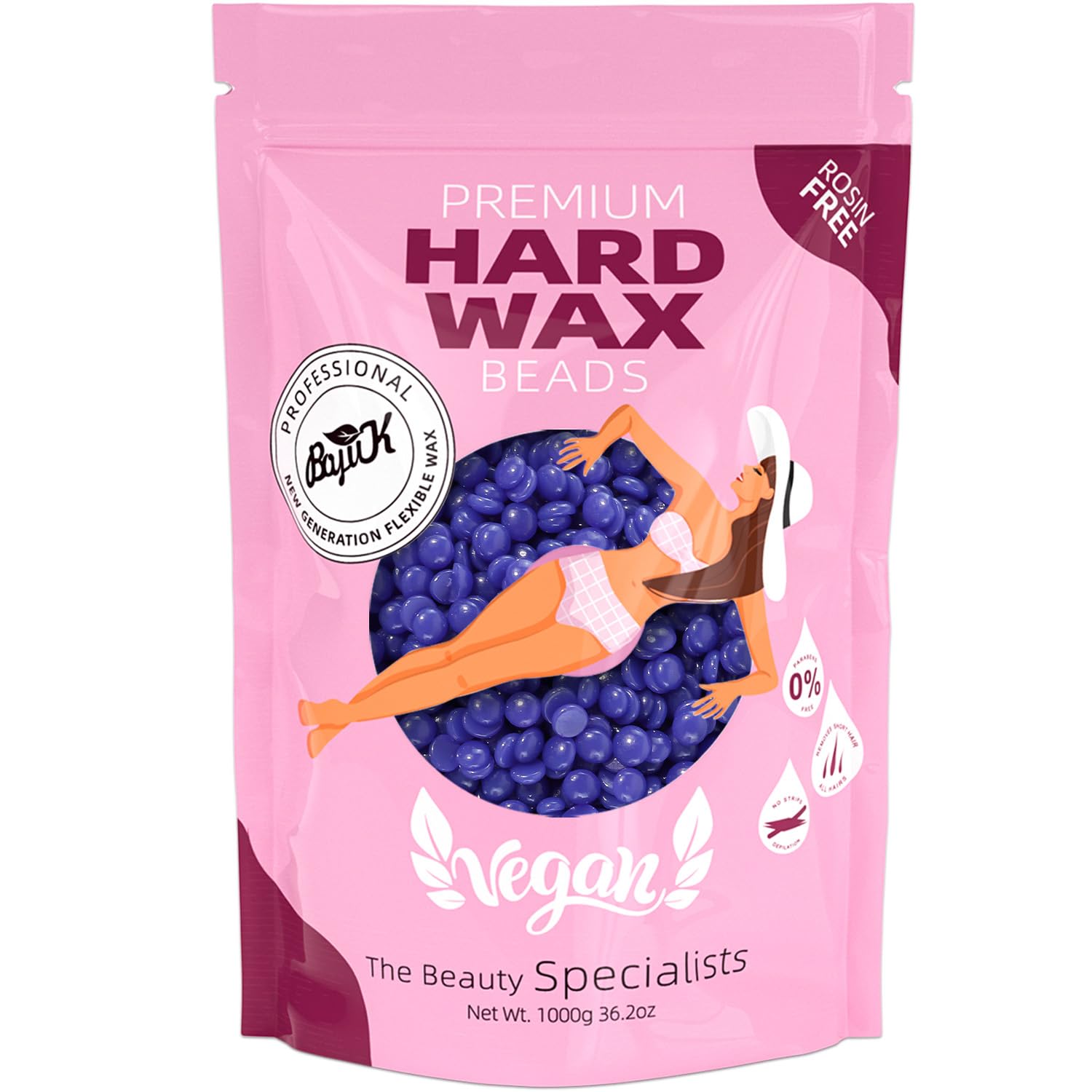 Wax Beads, BOYUJK Professional Hard Wax Beads for Full Body, Facial And Legs, Painless Gentle Hair Removal Wax Beads for Women and Men (1kg, Purple)