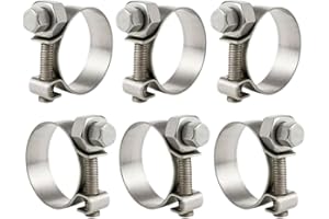 CJ TECH NITRO4X4 Stainless Steel Fuel Injector Hose Clamps Set - 6 Pack Adjustable Gas Line Hose Clamp (7/16 to 1/2 Inch, 11-13mm) - Heavy Duty Hose Clamp for Fuel Lines, Automotive Repairs