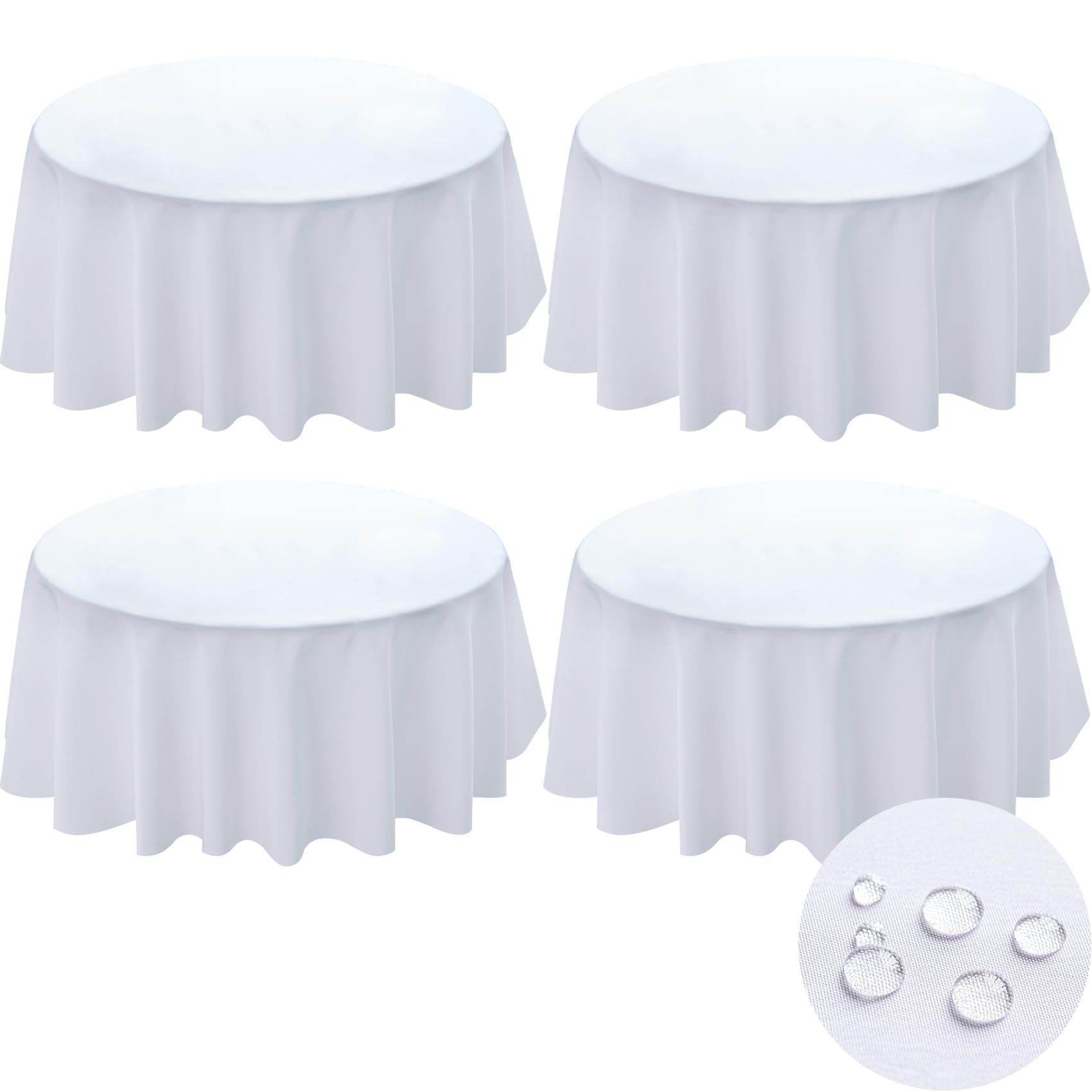 Photo 1 of BYDOLL Table Cloth Round 60 Inch Fits Max50 Inch Diameter Top,4 Pack White Washable Outdoor Winkle and Stain Resistant Spillproof Polyester Tablecloth for Round Tables Party Cover