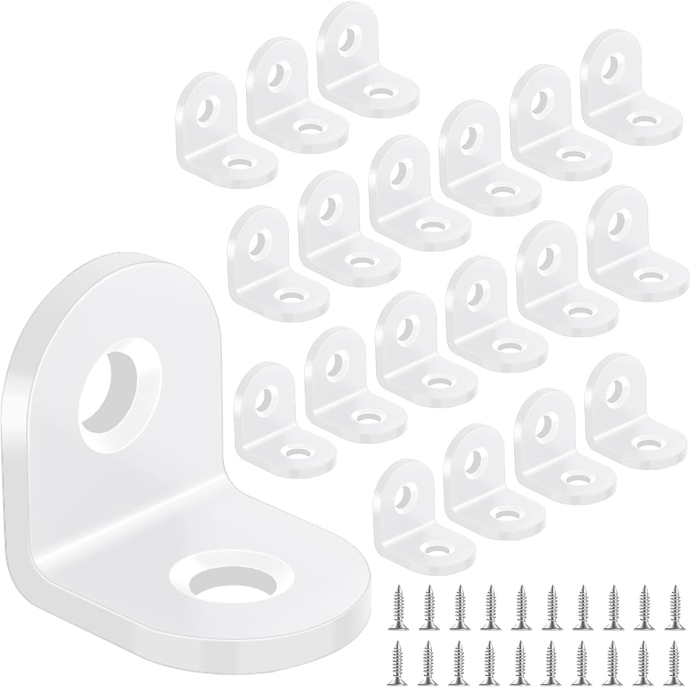 Yeepeo 20x20mm White Carbon Steel L Bracket 90 Degree Corner Brace 20pcs +