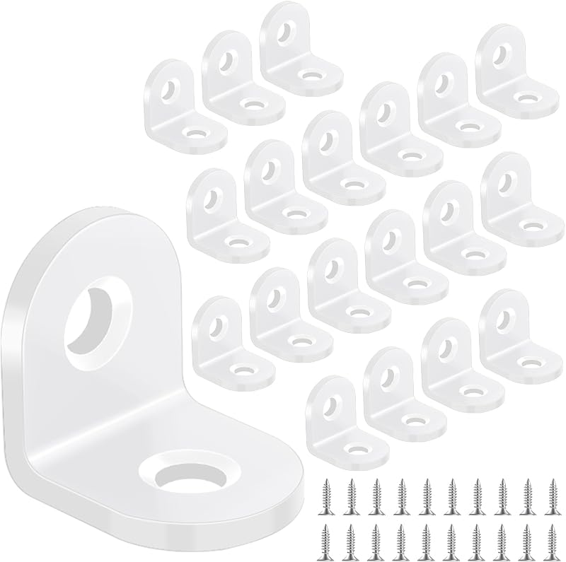 Yeepeo 20x20mm White Carbon Steel L Bracket 90 Degree Corner Brace 20pcs +