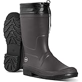 TerraTrax Men's Deck Boots Natural Rubber (Not PVC) - Waterproof Slip On Rain Boots for Fishing, Farming & Gardening - Flexible Anti-Fatigue Mud Shoes with Adjustable Cuff (Botas de Trabajo)