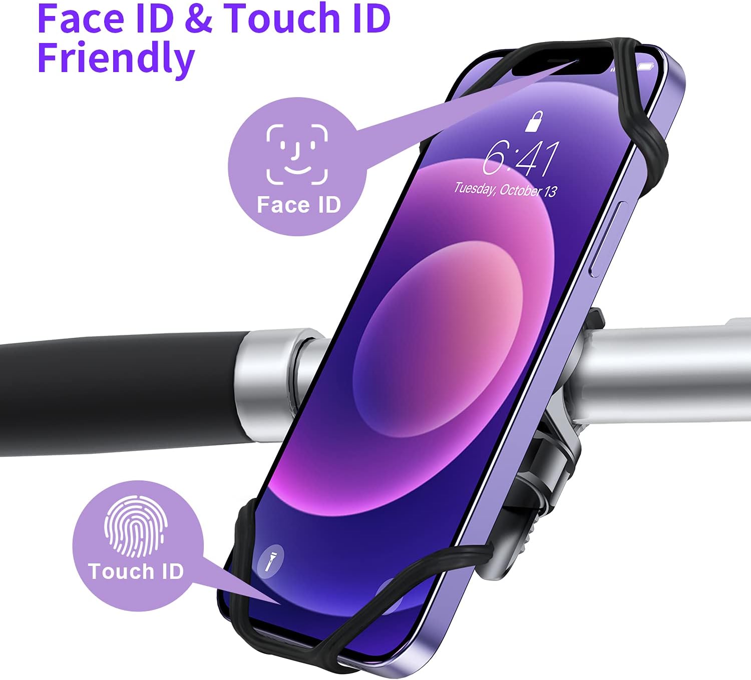 Bike Phone Mount, VUP [Detachable] Silicone Phone Holder for Bicycle, 360° Rotatable, Universal Motorcycle Phone Mount for iPhone 12, 12 Pro, Mini, 12 Pro Max, Fit for 4.0-6.7 inch Cellphones