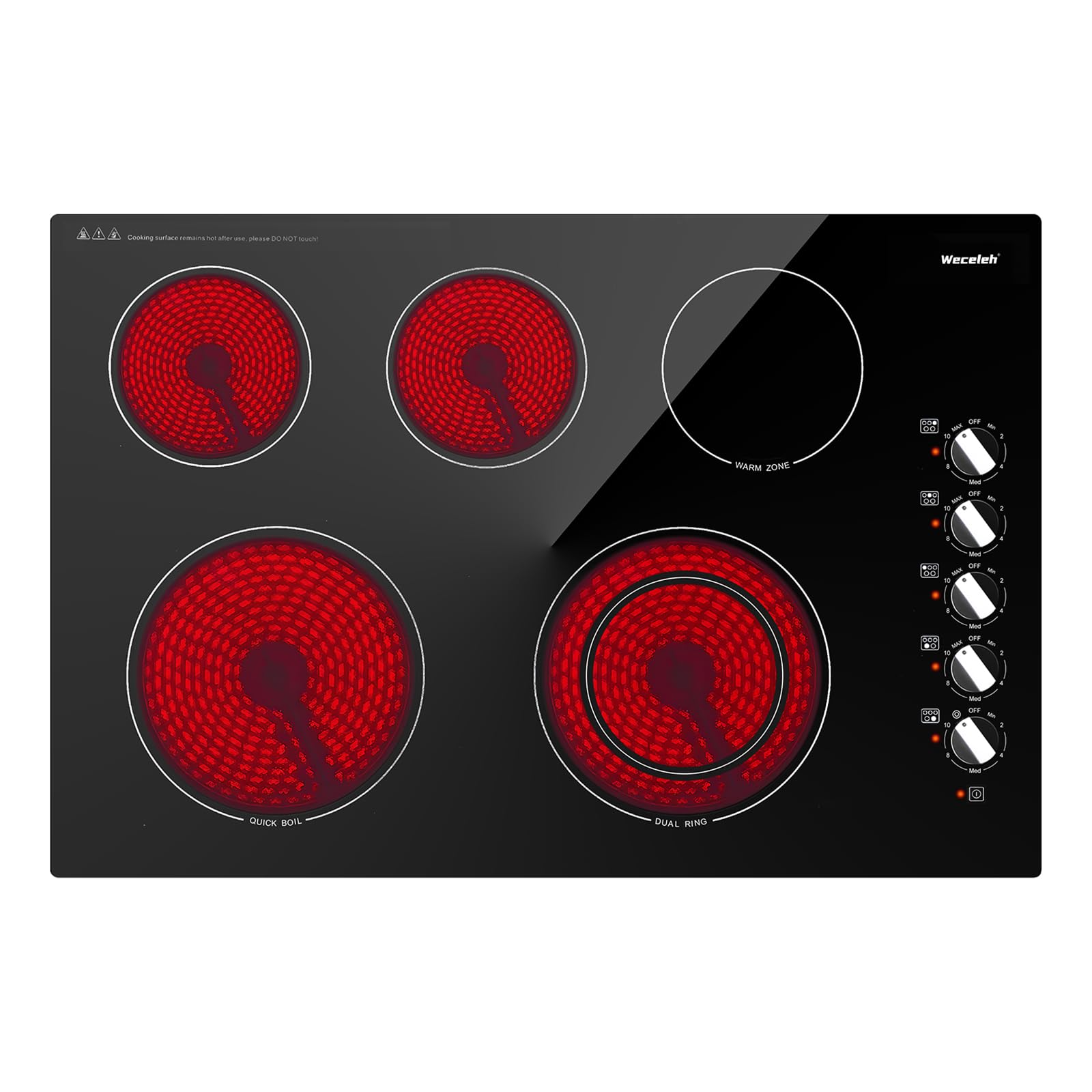 Photo 1 of 30 Inch Electric Cooktop 7300W Built-in Electric Stove Top 5 Burners 11 Power Levels,Knob Control,Keep Warm Function,Child Safety Lock,Hot Surface Indicator