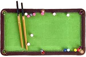 Luwecf 1/64 Scale Miniature Pool Table and Cue Sticks Set, Painted Furniture, Mini Pool Table Scene Accessories, Miniature Billiards Model for DIY Dollhouse