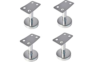 LONGTAKEOFF 4pcs Adjustable 304 Stainless Steel Handrail Bracket, Hand Railing Brackets for Indoor & Outdoor Stairs，Ground-Type Upright Column Support Bracket，Wall Handrail Mounted Banister Hardware (I-Type, 4)