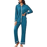 Ekouaer Womens Pajama Sets Long Sleeve Sleepwear Soft Button Down Pjs 2 Piece Loungewear witn Pants S-XXL