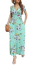 CATHY Women Short Sleeve Deep V-Neck Casual Long