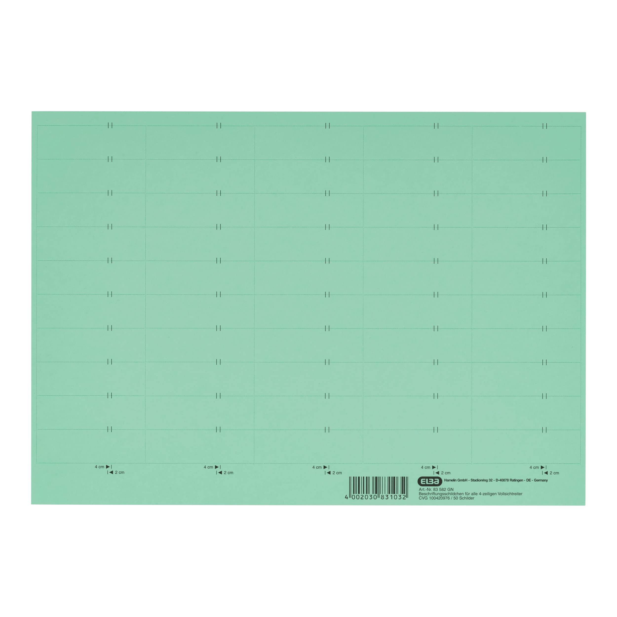 Elba 100552045 Labels for Comfort vertic Label 4-Line/Can be Written On/Printable/Perforated/Bag with 10 Sheets/50 Pieces Blue Inscription Label for Komfort-Sichtreiter vertic® Green