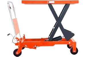 T TORY CARRIER Tory Carrier Hydraulic Scissor 1760LBS Capacity, Cart Lift Table Cart 39.4”Lifting Height, Manual Scissor Lift Table 4 Wheels and Foot Pump, Elevating Hydraulic Cart for Material Handling