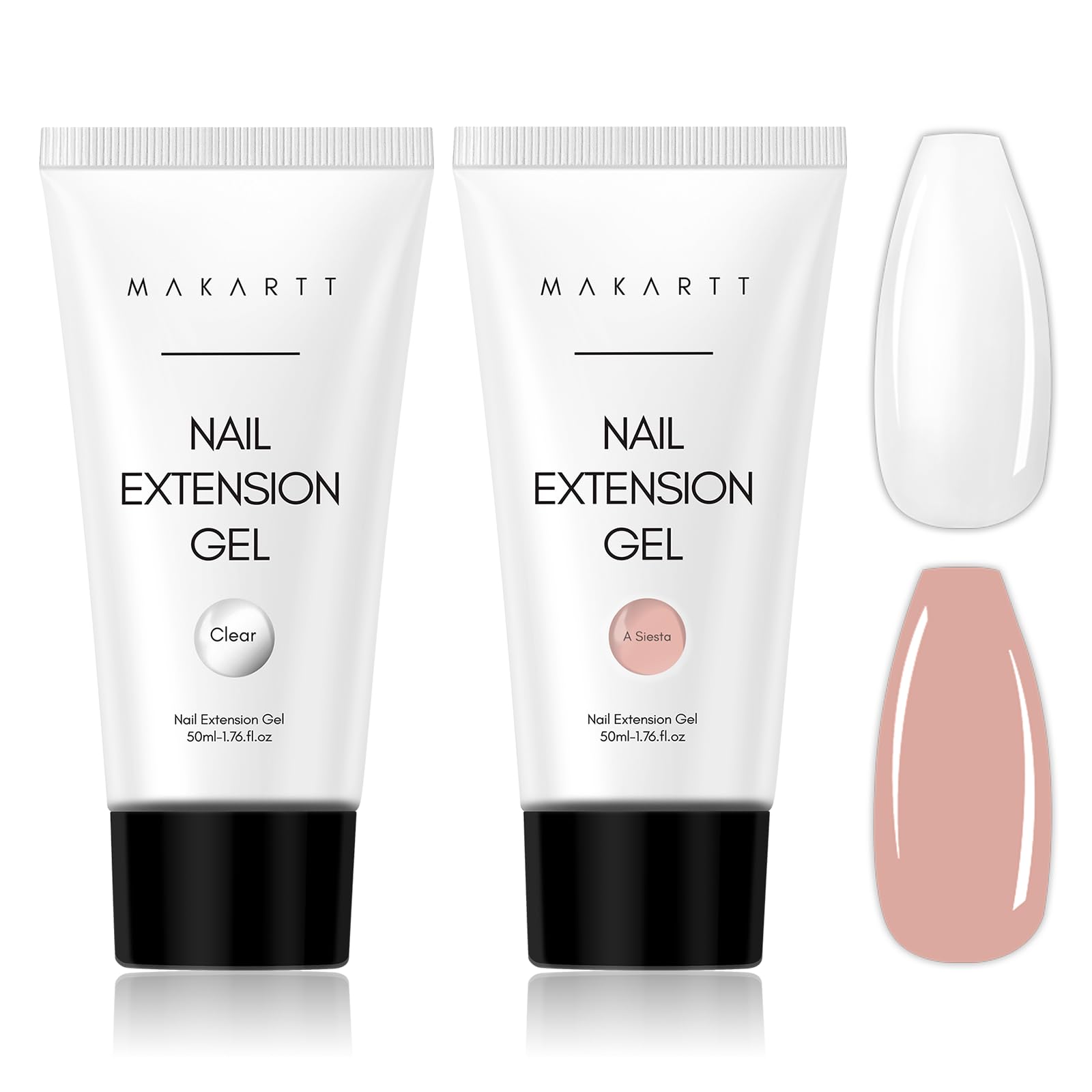 Makartt Poly Nail Gel, 3D Nail Extension Gel for Nail Art 50ML, Builder Gel Nail Extension White Pink Nude Clear Rosy Gel for Technician Starter DIY Salon Design