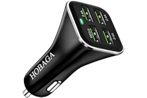 HOBAGA USB Car Charger Adapter, QC 3.0 Fast car Charger, 4-Port Multi 9.6 Amp 48W Rapid Car Charger Compatible with iPhone 13/12/11 Pro Max, Samsung Galaxy S20 Ultra/Note20, LG, Pixel and More.