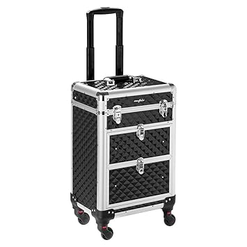 Mefeir Rolling Makeup Train Case Aluminum Cosmetic Luggage