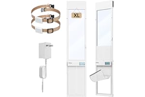 AIDAY Automatic Sliding Glass Dog Door with Collar Sensor，X-Large Electric Doggy Door for Sliding Glass Doors, Adjustable 76" to 80-11/16" Slider Height, Anti-Pinch, Fits XLarge Dogs Up to 220 Lbs (XL)