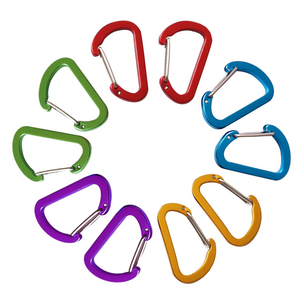 10PCS Keychain Clips Mini Carabiner - 4 cm Aluminum Durable Quick Release Auto Locking D-shape Spring Loaded Wire Gate Clip for Home, Rv, Camping, Fishing, Hiking, Traveling and Sports Outdoors