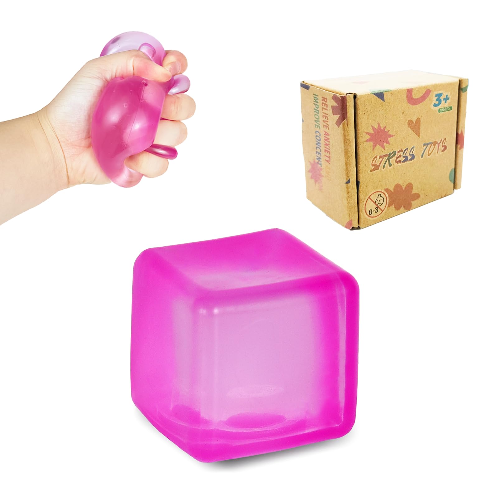 FazaVexior 1PCS Cube Stress Balls – Squishy Fidget Toys for Kids & Adults, Sensory Squeeze Cubes for Autism, ADHD, Anxiety Relief, Classroom & Office Calming Toys