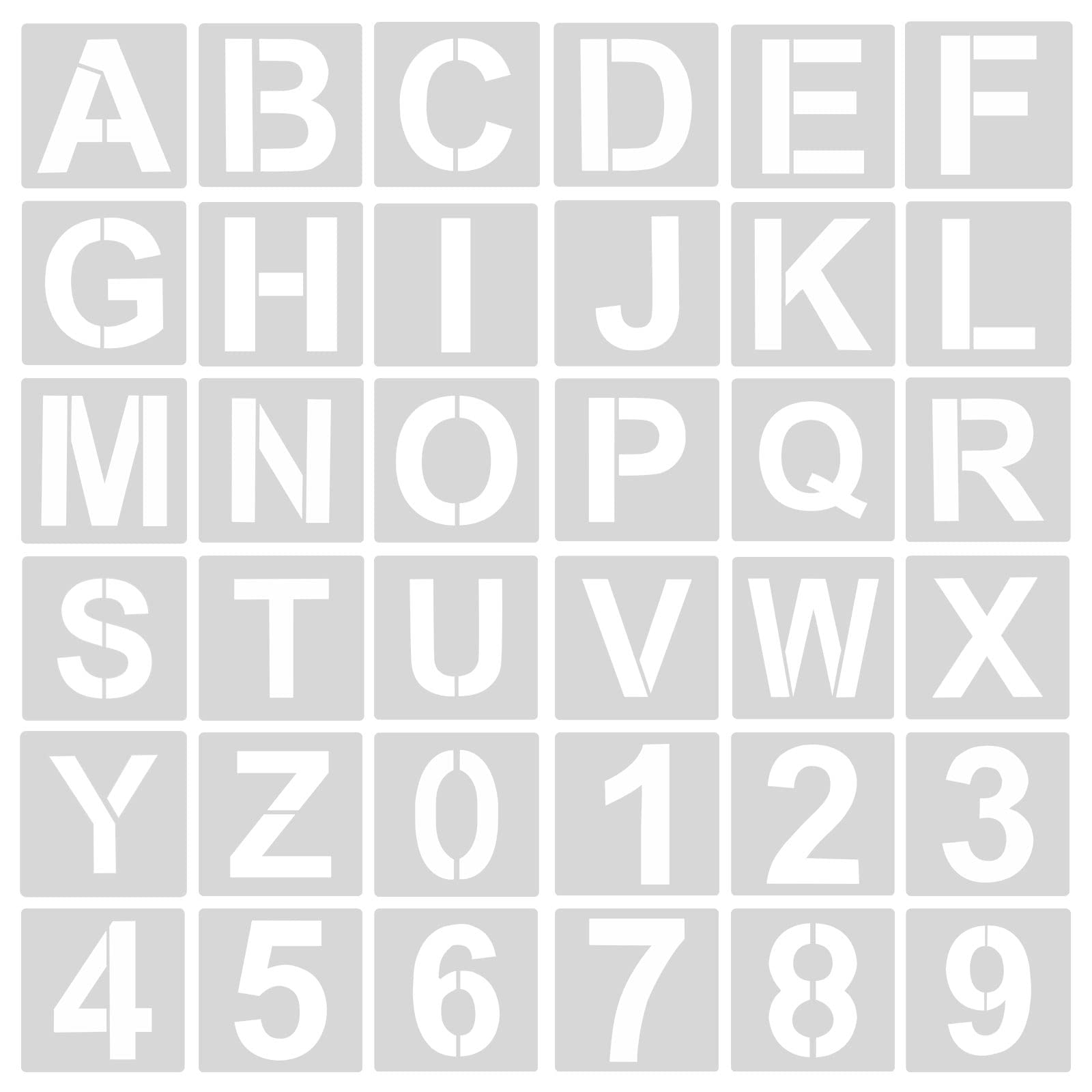 AIEX 36pcs Alphabets Number Stencils, 12.5cm Plastic Reusable Letter Stencils Craft Numbers for Painting DIY Art Projects Decoration