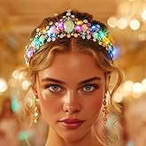 Yean Light Up Baroque Crown Rhinestone Tiara Led Queen Crowns for Women (Multicolored, One Size)