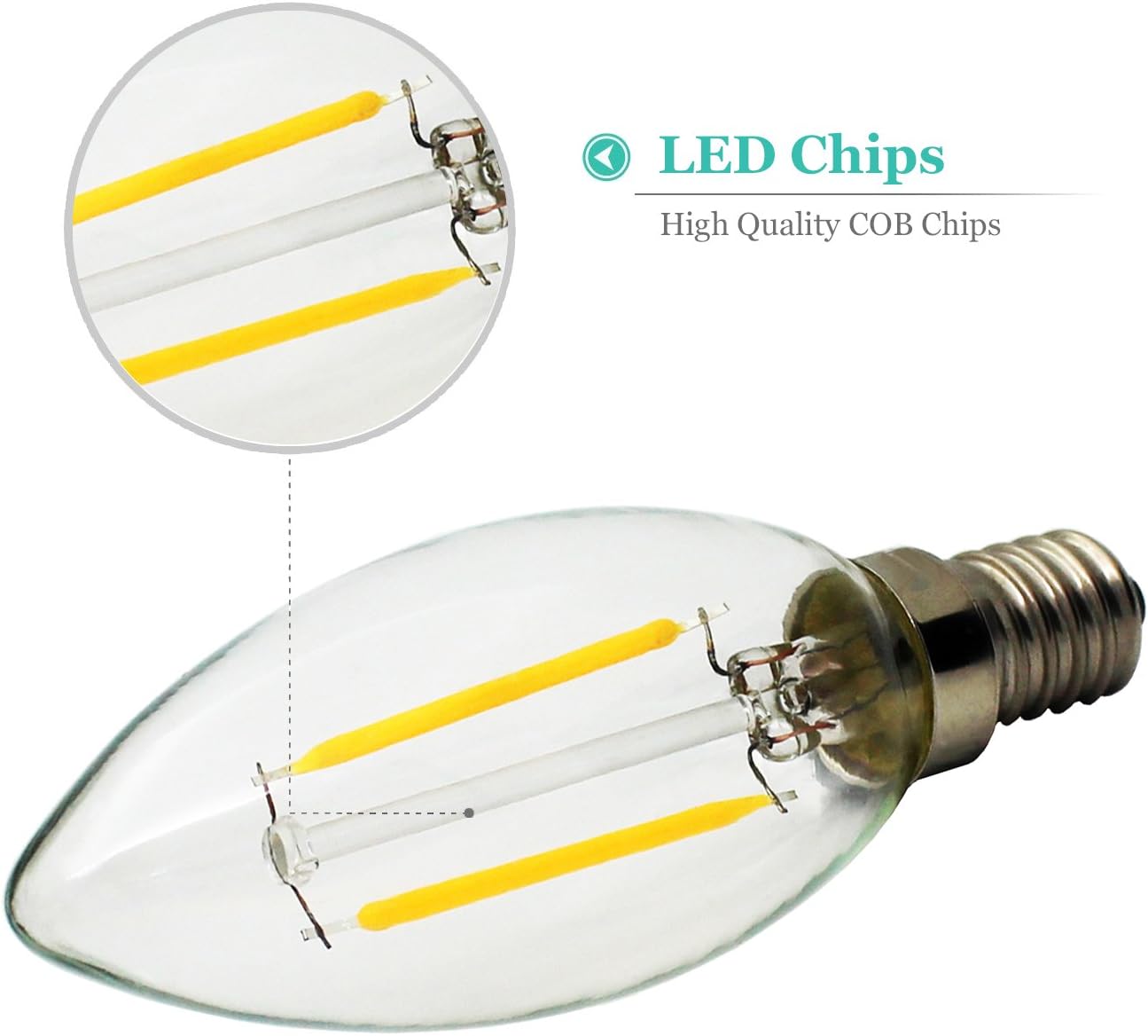 Garselis 10-Pack E14 2W Retro LED Filament Candle Bulbs Edison Antique Vintage Style Light Not Dimmable Warm White 2700K 150LM 15W Incandescent Replacement AC 220-240V - Image 5