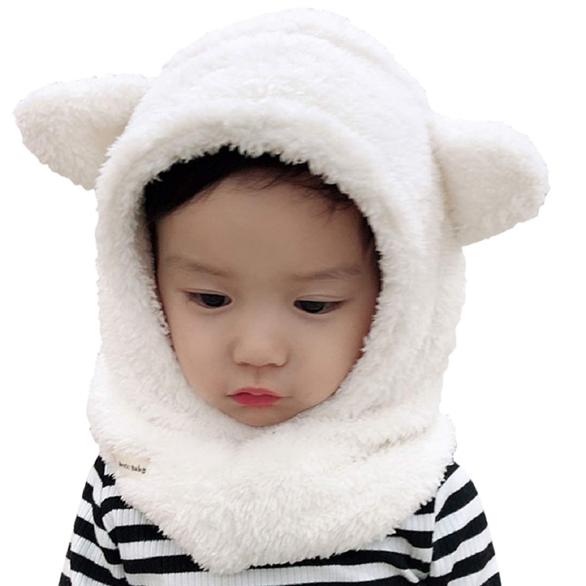 Tuopuda Bonnet Bebe Peluche Cagoule Calotte Automne Hiver Filles Garcons Chales Capot Capuche Enfant Chaud Chapeau Bonnet Cache Cou Enfant Cagoule Automne Hat Bonnet Pour Enfant Bebe Puericulture Bebe Fille 0 24m
