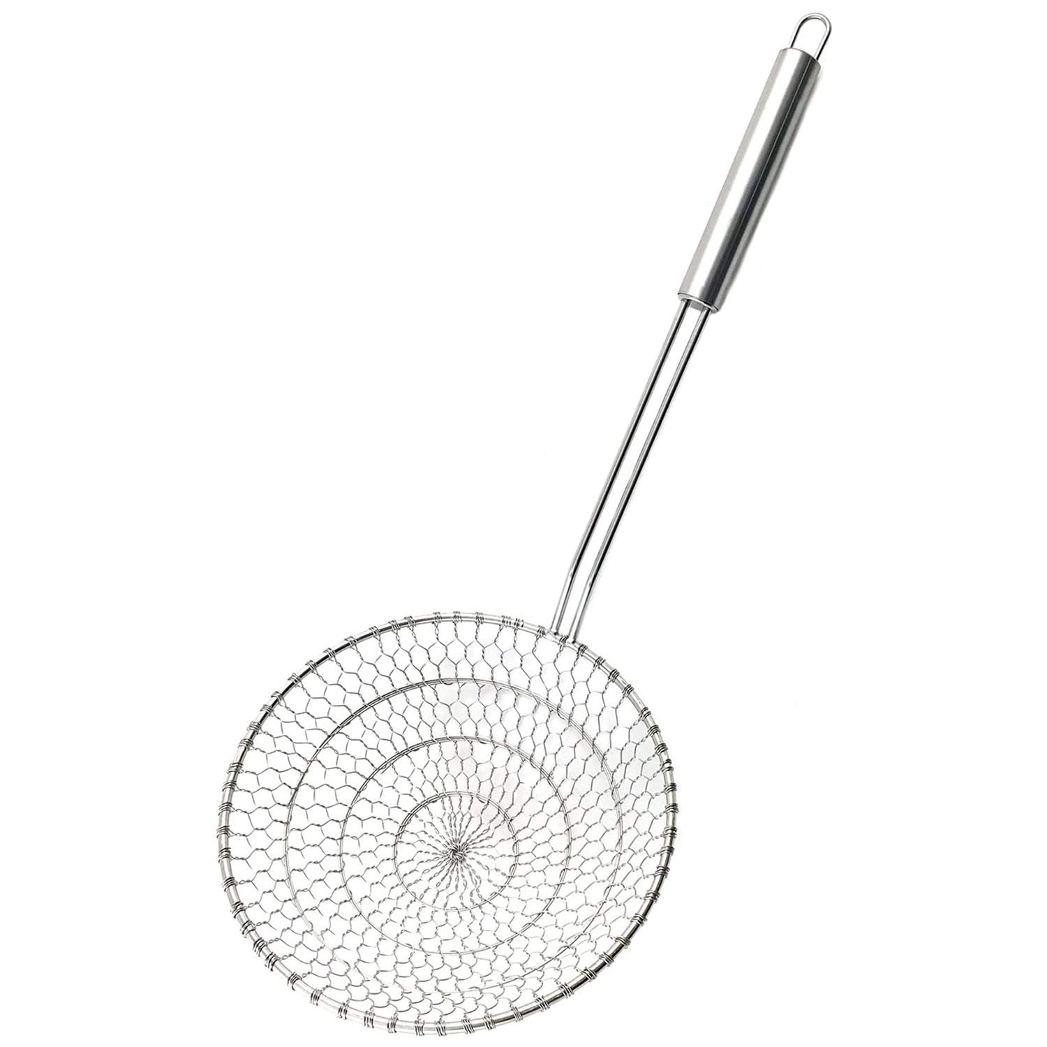 Best Utensils Asian Kitchen Stainless Steel Spider Strainer Professional Wire Skimmer with Spiral Mesh (Dia. 18CM)