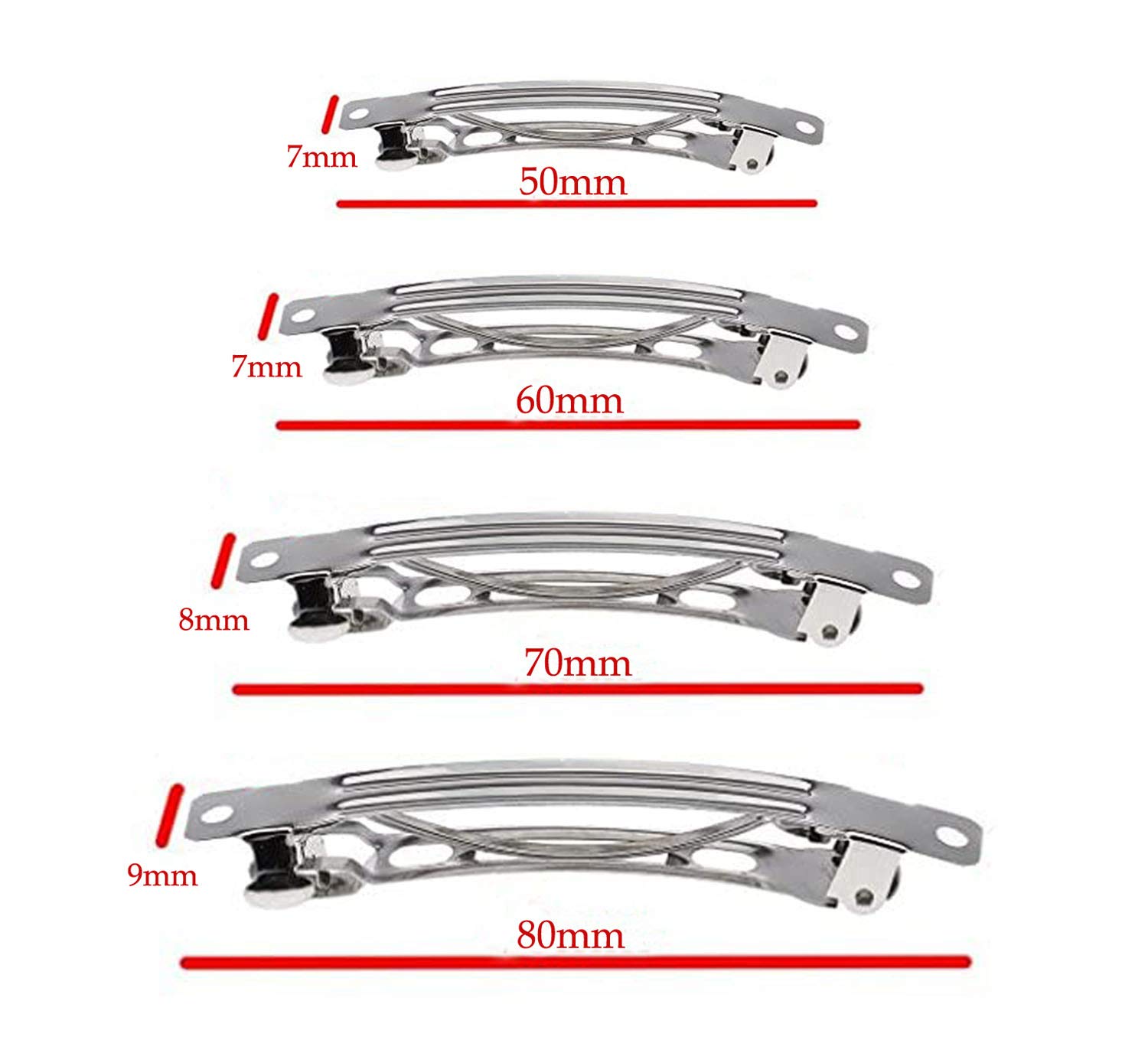 YYCRAFT 80 Pack French Barrette Hair Clips Fun Craft Beading Project, 4 Sizes, Silver Tone : Beauty