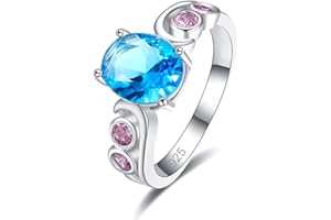 Emsione Women's 925 Silver Plated Oval Creted Morganite Bridal Promise Rings