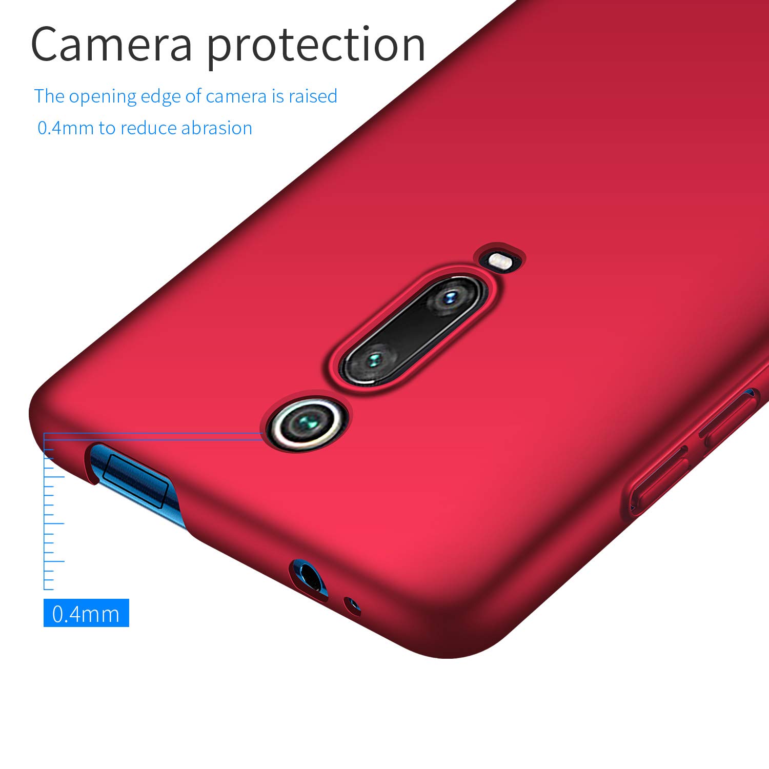 UCMDA Funda Xiaomi Mi 9T / Xiaomi Mi 9T Pro con Protector de Pantalla, Carcasa Duro Funda Xiaomi Mi 9T / Xiaomi Mi 9T Pro con Cristal Templado - Rojo