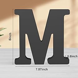Zaruatu 8 Inch Black Wood Letters Unfinished Wood