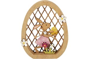 Easter Bunny Desk Decorations, Rabbit Shaped Display Easter Gift, Wooden Easter-Themed Desktop Art Piece