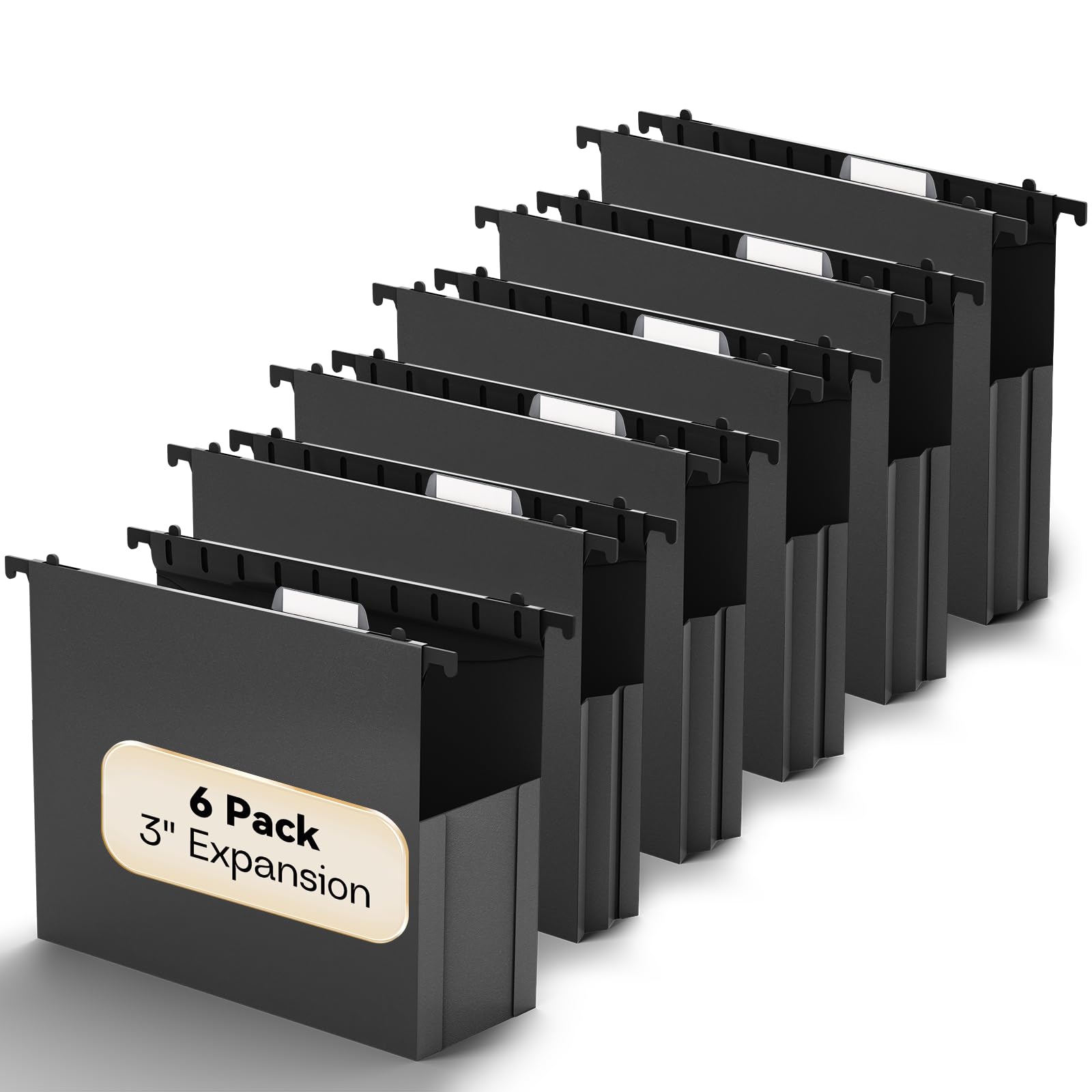 Photo 1 of NORDUN Plastic Extra Capacity Hanging File Folder Letter Size,6 Pack Heavy Duty 3" Expanding Accordian Pocket,Expandable Large Hanging Folders,Sturdy Hanging Organizer for Bulky Files-Black