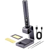 xTool Selected Cordless Soldering Iron Kit, 7s Heat-up, 3 C210 Tips, 842F | 2600mAh USB-C rechargeable, 392-842F stepless temp, aluminum body and stand; for PCB, wire, jewelry and wood burning