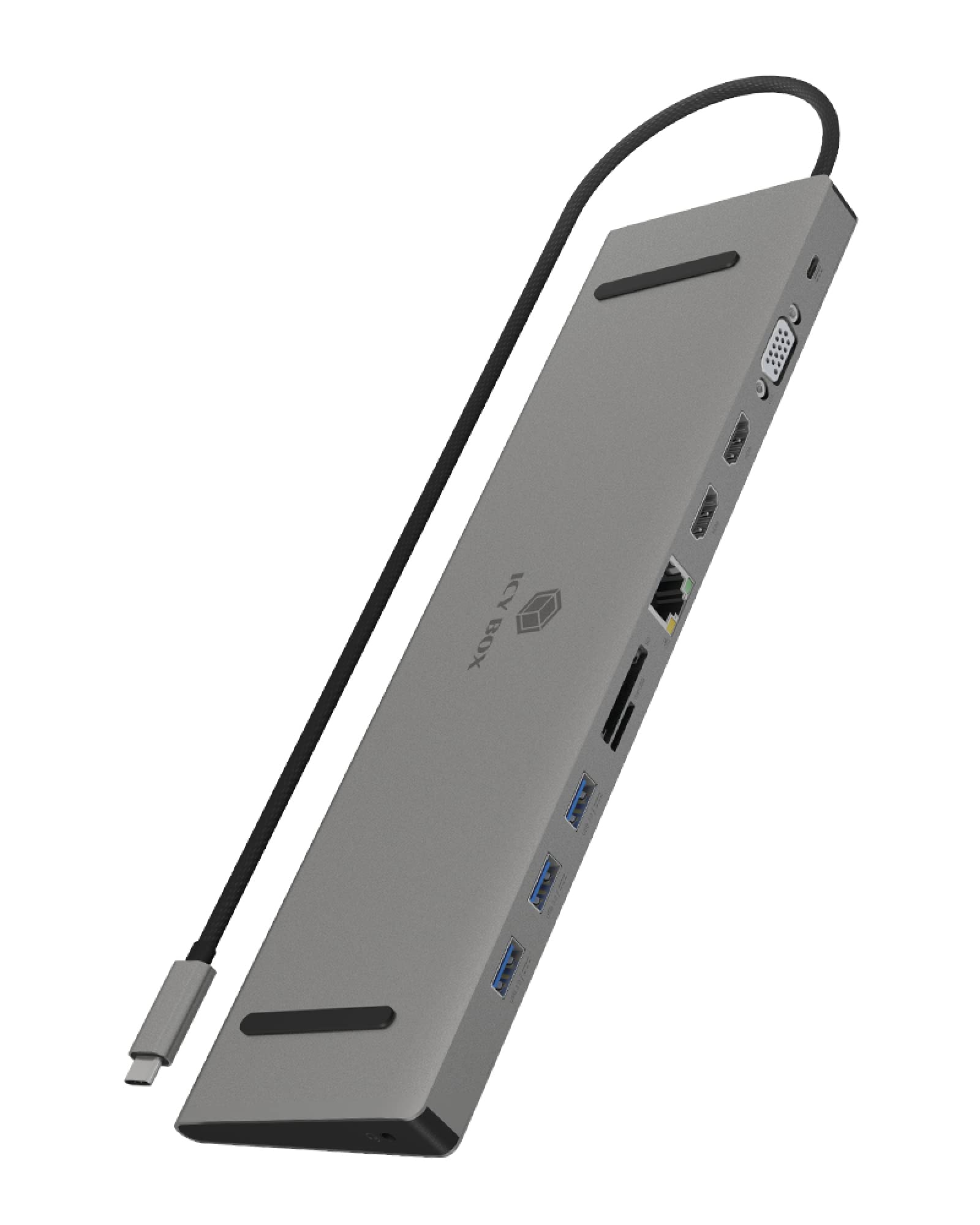ICY BOX USB-C Docking Station (11-in-1) Triple Monitor 2 HDMI and 1 VGA , Laptop Docking Station with Dual HDMI + VGA (6 USB Ports, Gigabit Ethernet, DisplayLink), IB-DK2106-C