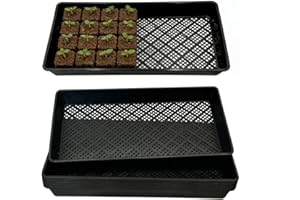 ILITING 1020 Mesh Tray Soil Blocking Seedling Starter Tray 10 Pack Black Growing Tray 10x21 Inches for Microgreens Hydroponic