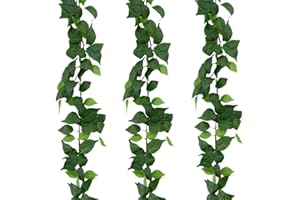 dallisten 3 Strands Artificial Vines Kit, 71" Silk Eucalyptus Ivy Garland Green Leaves Natural Odorless, Fake Greenery Hanging Plants Decoration for Home, Bedroom, Wall, Party, Wedding Decor