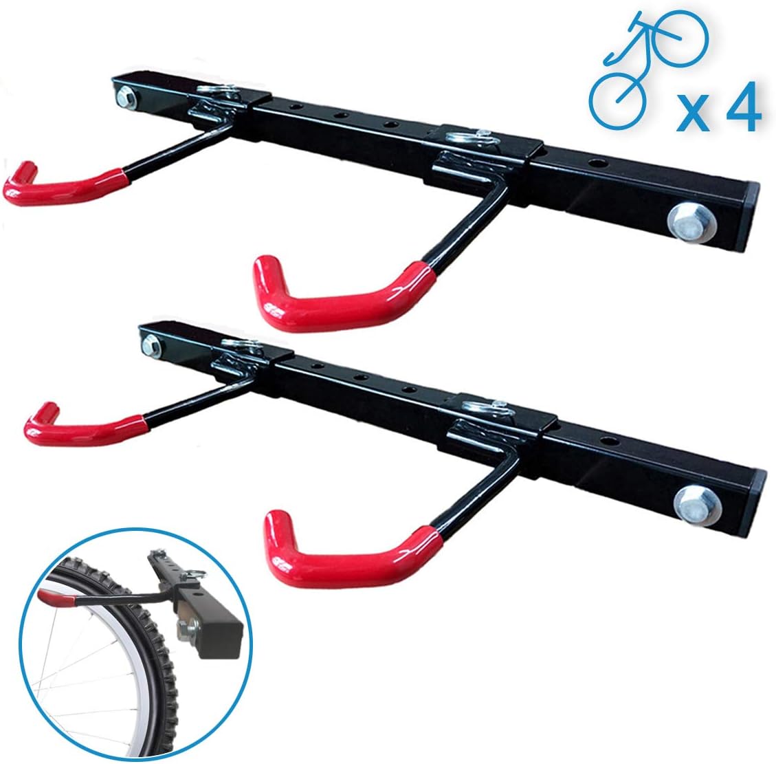 Qualward Bike Wall Mount Storage Rack for Garage, Bicycle Hangers - Hanging 4 Bicycles, 2 Pack: Home Improvement