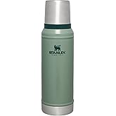 Stanley Classic Legendary Vacuum Bottle 1.0 qt | Wide Mouth with Leakproof Cup Lid | Keep Drinks Hot or Cold | Packable for Travel | Insulated Stainless Steel Thermos | BPA-Free | Hammertone Green
