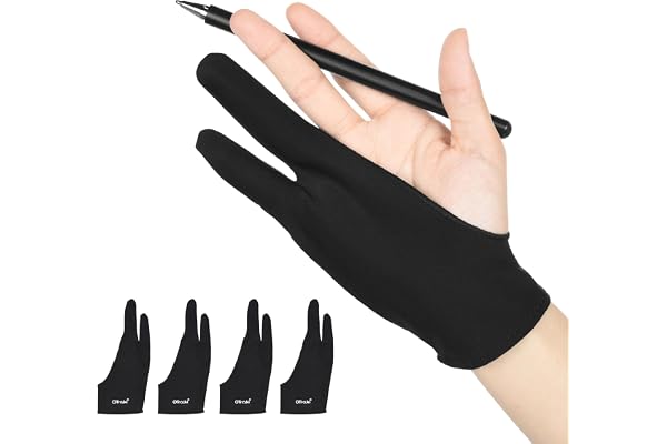 OTraki Artist Drawing Glove, 4 Pack Anti-fouling Artist Glove for Graphics Pen Drawing Tablet and Paper Sketching