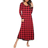 Ekouaer Nightgown Women Long Sleeve Sleepwear Full Length Long Nightshirt Soft Loungewear S-4XL