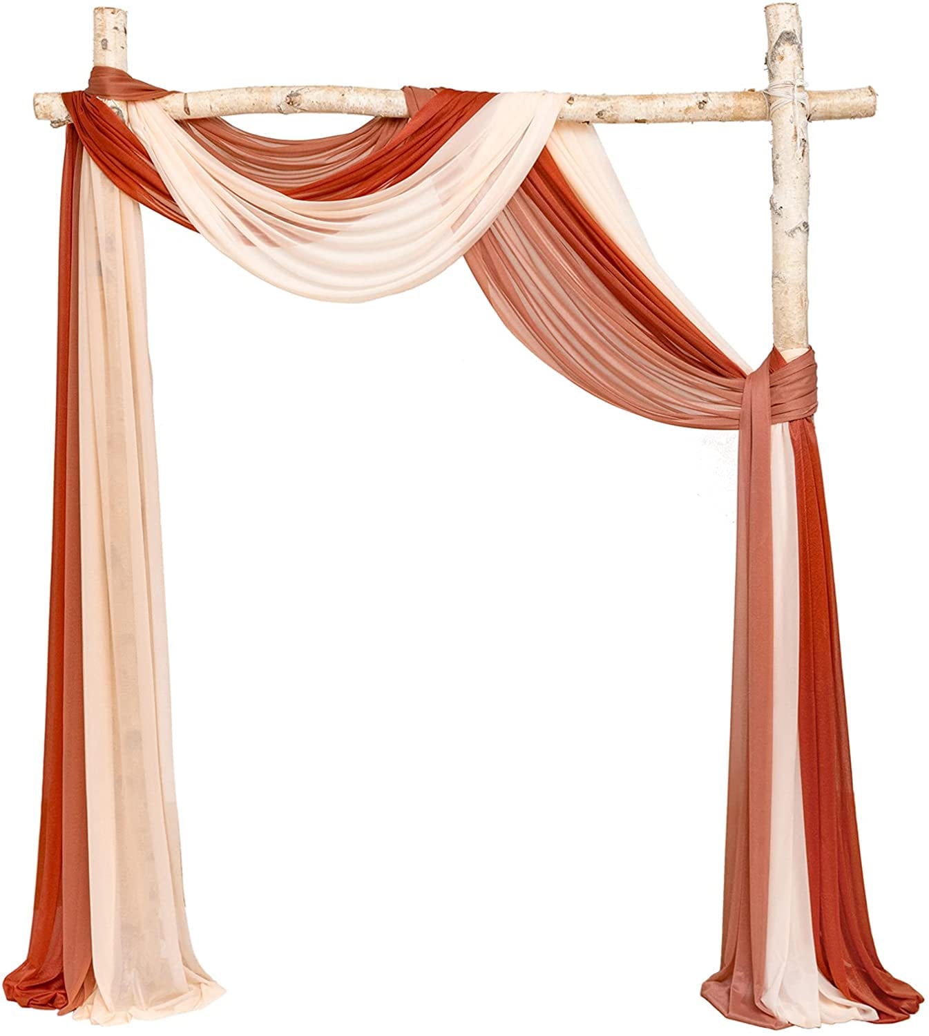 Dloapesy Wedding Party Reception Arch Draping Fabric 3 Panels 30" x 20Ft Chiffon Fabric Drapery Wedding Ceremony Reception Swag Decorations (3PCS, Peach +Coral Peach +Terracotta)