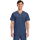 Cherokee Scrub top for Men V-Neck with 3 Pockets, Knit Details, Soft, Durable, Breathable, 2-Way Stretch Fabric - WW670