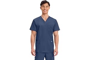 Cherokee Scrub top for Men V-Neck with 3 Pockets, Knit Details, Soft, Durable, Breathable, 2-Way Stretch Fabric - WW670