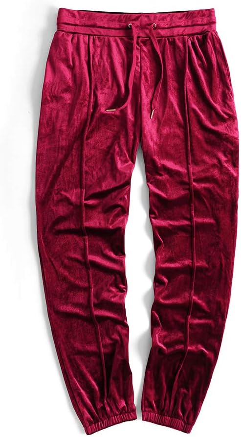 Men's Pants Solid Velour Jogger Sweatpant Casual Loose Velvet Trousers …