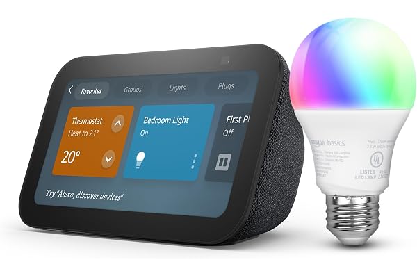Echo Show 5 with Amazon Basics Smart Color Bulb